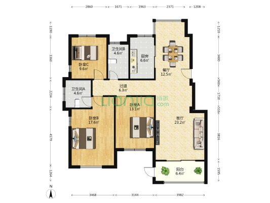 金都花苑(海宁市) 3室2厅2卫 130平方
