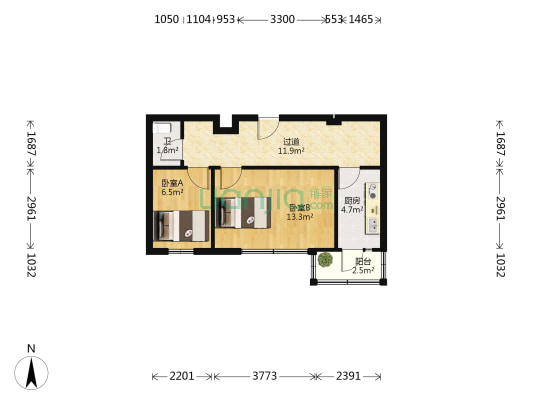 中润小区 2室0厅1卫 54平方