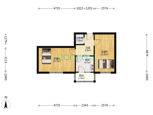 公交小区(南关区) 2室0厅1卫 51平方