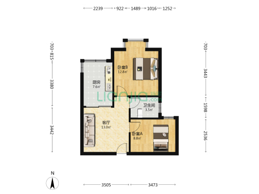 鹿鸣华庄 2室1厅1卫 58平方