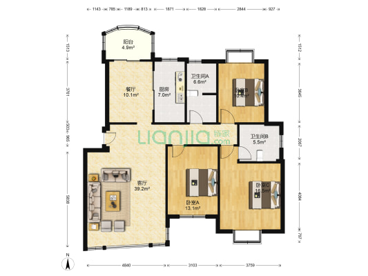 夏意雅园 3室2厅2卫 122平方