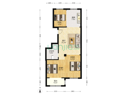 文景佳苑 3室1厅1卫 91平方