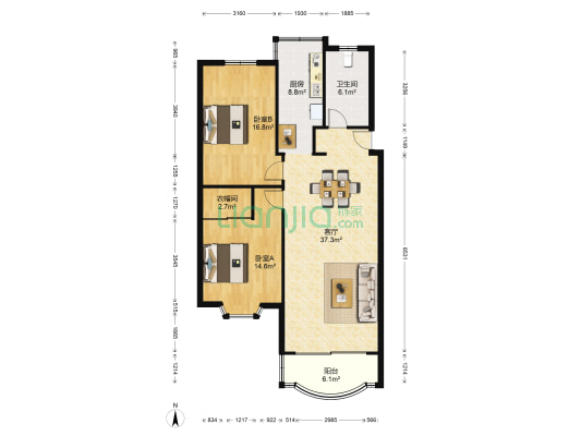 金鼎花苑 2室1厅1卫 111平方