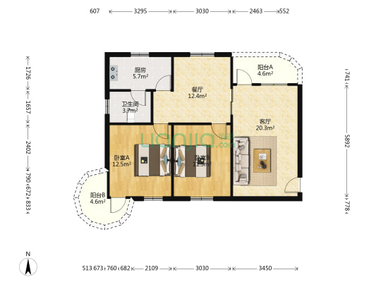 振南街56号 2室2厅1卫 79平方
