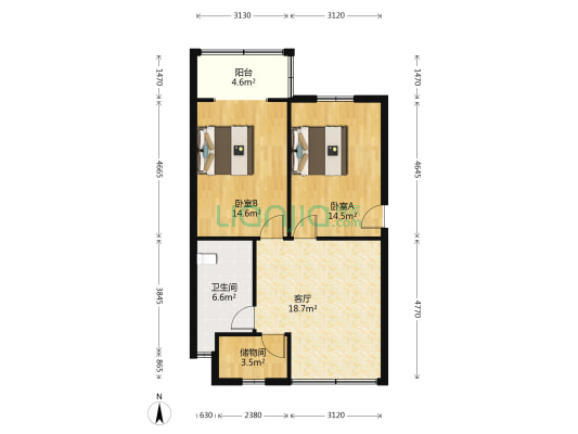 汉阳大街31号院 2室1厅1卫 77平方