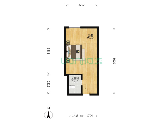 五洲国际汽车博览城公寓A区 1室0厅1卫 38平方