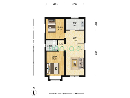 桃李苑 2室1厅1卫 76平方