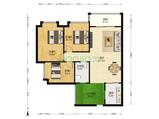 东华星域 3室1厅1卫 115平方