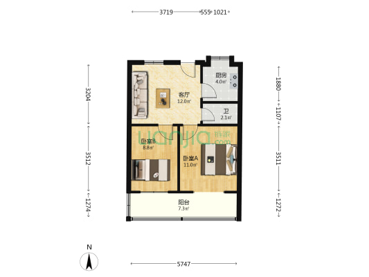 晚报社家属院 2室1厅1卫 50平方