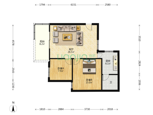 怡东楼 2室1厅1卫 78平方