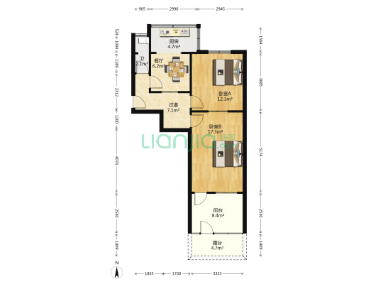 历山路154 2室1厅1卫 63平方