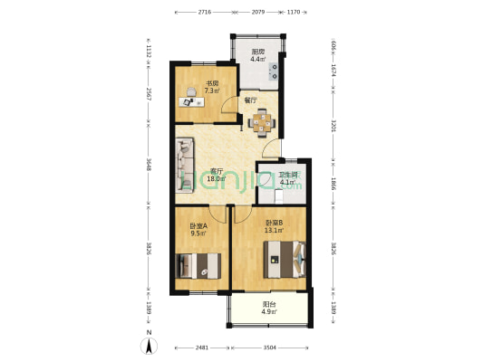 万安小区 3室1厅1卫 75平方