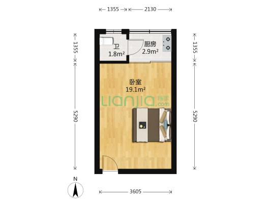 东升商住楼 1室0厅1卫 30平方