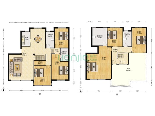 嘉和公寓 6室1厅4卫 233平方