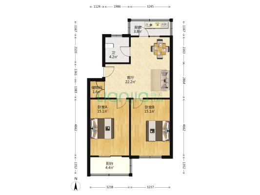 全福小区 2室1厅1卫 83平方