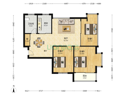 雪峰清泰花苑 3室1厅1卫 112平方