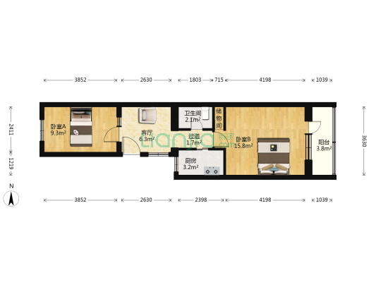 马连道欣园东路 2室1厅1卫 56平方