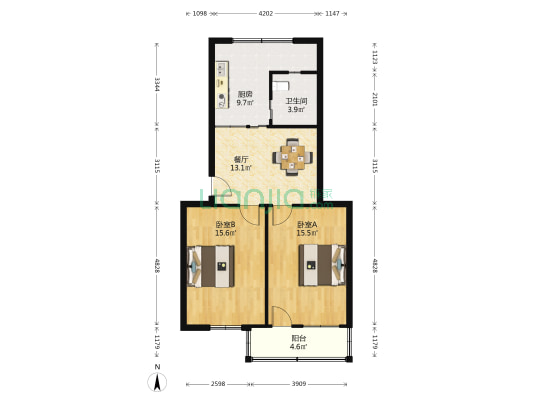 德兴二村 2室1厅1卫 76平方