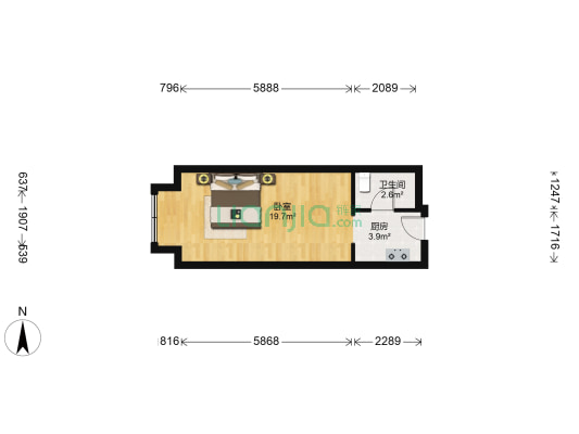 金地保利墅苑风华一期 1室0厅1卫 40平方