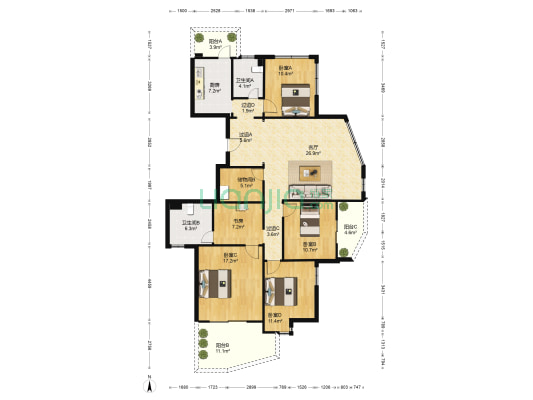 南瓯景园 5室1厅2卫 168平方