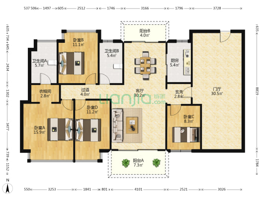 鼎峰悦境 4室1厅2卫 143平方