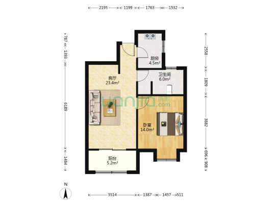 如意家园 1室1厅1卫 70平方