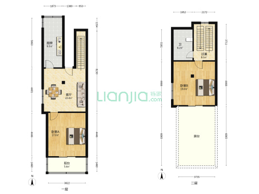 古埂家园 2室1厅1卫 65平方