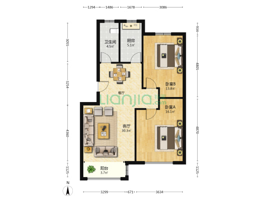 清溪康郡 2室1厅1卫 92平方