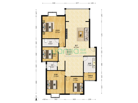 锦绣香榭丽花园 4室1厅2卫 160平方
