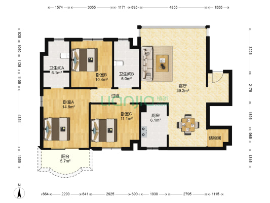 阳光大厦(永嘉县) 3室1厅2卫 145平方