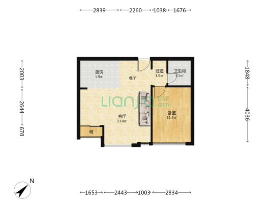 大商汇国际茶城 1室1厅1卫 72平方