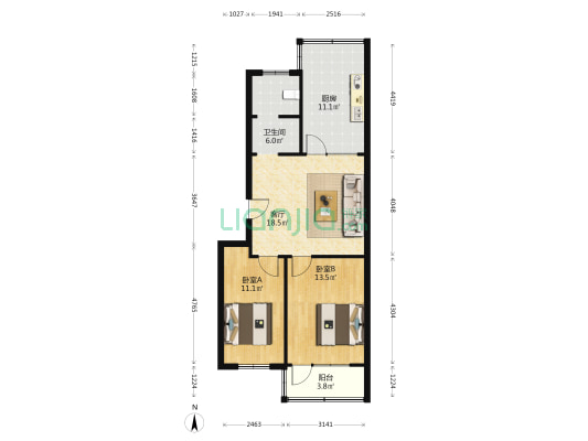 中原西路215号院 2室1厅1卫 77平方
