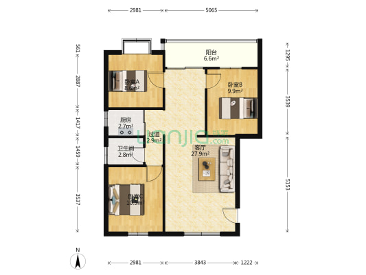 浦乐楼 3室1厅1卫 81平方