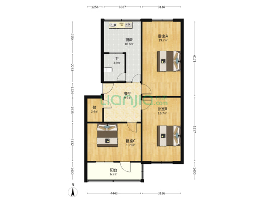 人民银行家属楼 3室1厅1卫 95平方