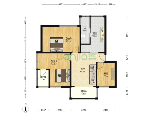 省农机所 3室1厅1卫 95平方