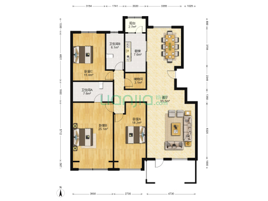 万通新界艺墅公馆 3室1厅2卫 177平方