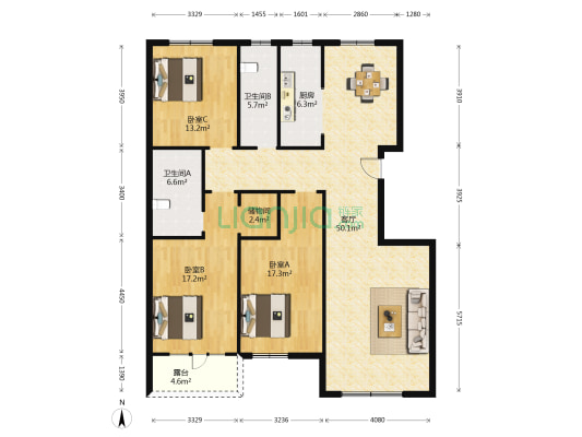 壹品御苑 3室1厅2卫 157平方