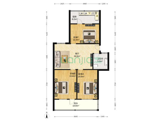 英雄山路256号 3室1厅1卫 111平方