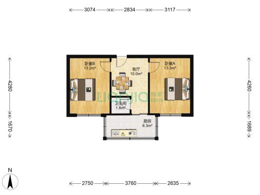 新石中路省四建 2室1厅1卫 55平方