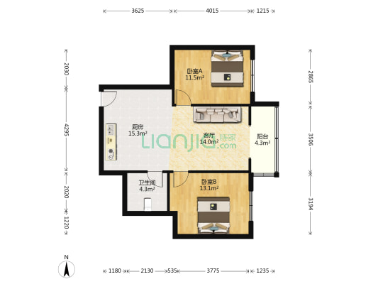 飞霞大厦公寓 2室1厅1卫 72平方