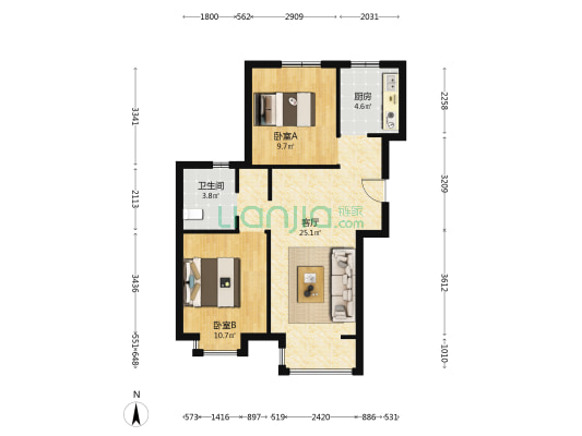 吉祥雅苑 2室1厅1卫 81平方