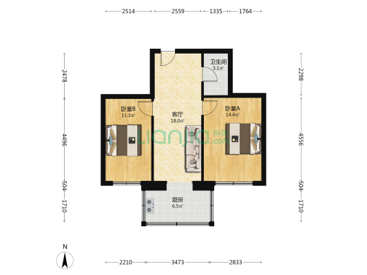 省一建宿舍小区 2室1厅1卫 63平方