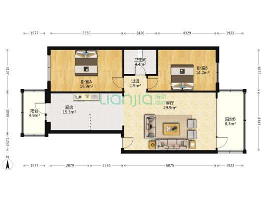卫星住宅小区 2室1厅1卫 117平方