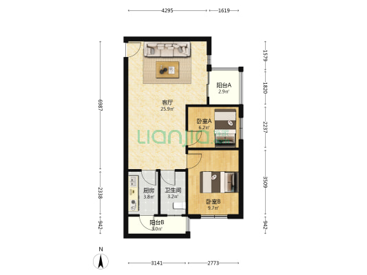 滨涯村一区 2室1厅1卫 71平方