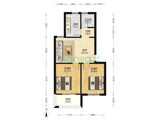 舒馨花园北区 2室1厅1卫 64平方