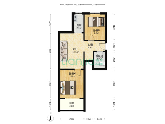 小车家巷7号 2室1厅1卫 55平方