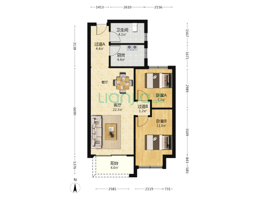 路劲九郡麒麟园 2室1厅1卫 80平方