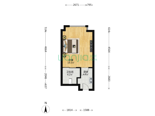 渤海创智大厦 1室0厅1卫 43平方