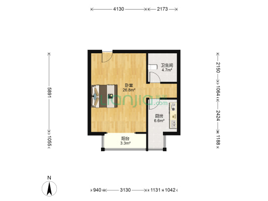 双塔片区的房子，毛坯随意装修，看房方便-户型图