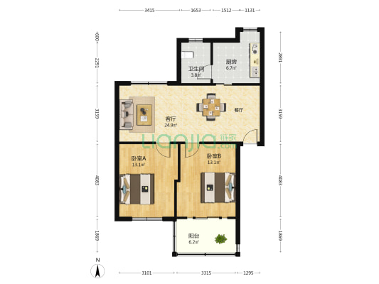 江西省图书馆住宅小区(文教路) 2室1厅1卫 79平方